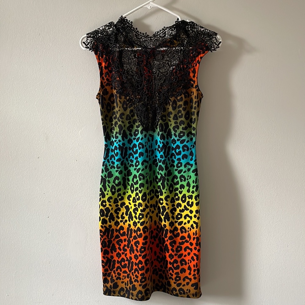 vintage Sleeveless lace Top Mini Dress Made in USA, Never Worn Size S